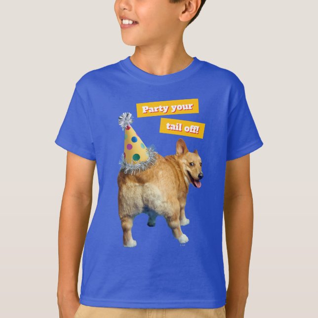 Corgi-Hintern-Geburtstagshut T-Shirt (Vorderseite)