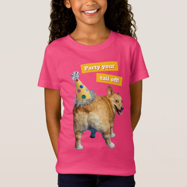 Corgi-Hintern-Geburtstagshut T-Shirt (Vorderseite)