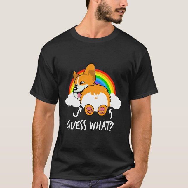 Corgi Hintern rät, was lustig T-Shirt (Vorderseite)