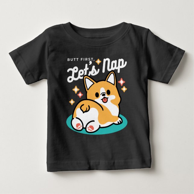 Corgi Hintern und Nickerchen Vibes - Niedlicher Sc Baby T-shirt (Vorderseite)