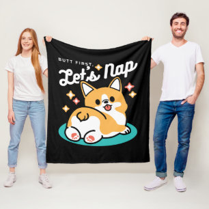 Corgi Hintern und Nickerchen Vibes - Niedlicher Sc Fleecedecke