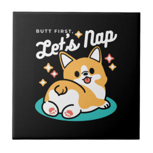 Corgi Hintern und Nickerchen Vibes - Niedlicher Sc Fliese