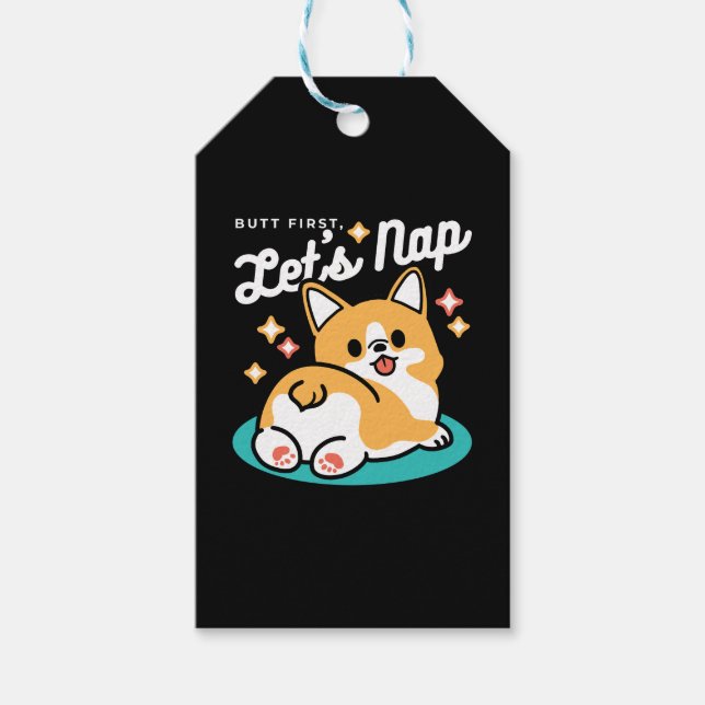 Corgi Hintern und Nickerchen Vibes - Niedlicher Sc Geschenkanhänger (Vorderseite)