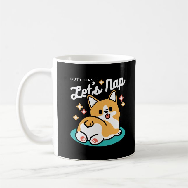 Corgi Hintern und Nickerchen Vibes - Niedlicher Sc Kaffeetasse (Links)