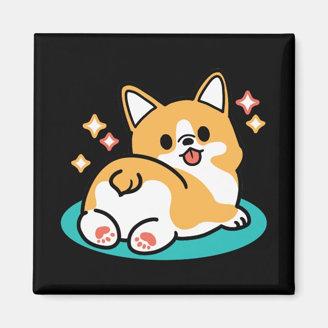 Corgi Hintern und Nickerchen Vibes - Niedlicher Sc Magnet (Vorne)