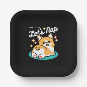 Corgi Hintern und Nickerchen Vibes - Niedlicher Sc Pappteller