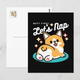 Corgi Hintern und Nickerchen Vibes - Niedlicher Sc Postkarte