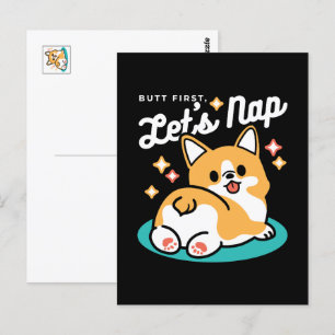 Corgi Hintern und Nickerchen Vibes - Niedlicher Sc Postkarte