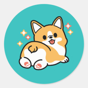 Corgi Hintern und Nickerchen Vibes - Niedlicher Sc Runder Aufkleber