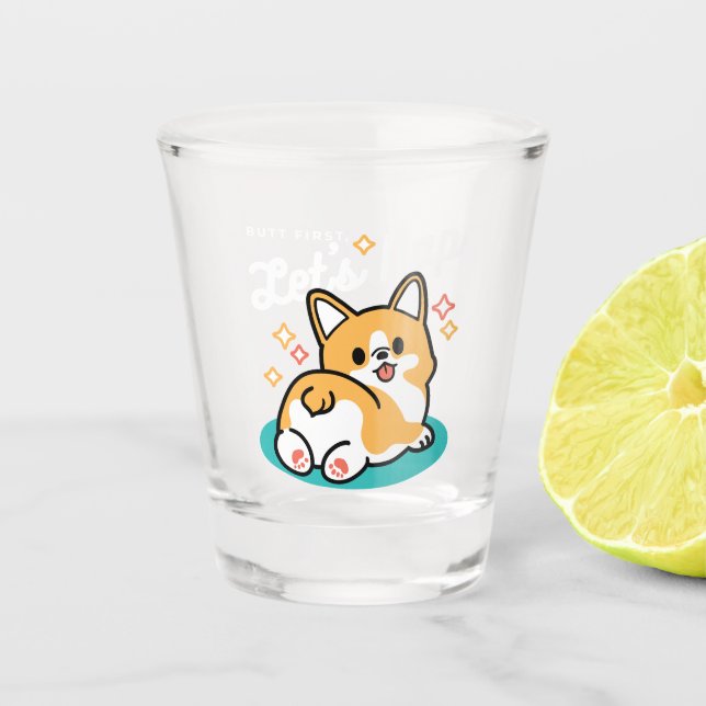 Corgi Hintern und Nickerchen Vibes - Niedlicher Sc Schnapsglas (Vorderseite)