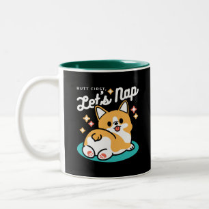 Corgi Hintern und Nickerchen Vibes - Niedlicher Sc Zweifarbige Tasse