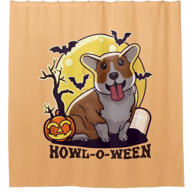 Corgi Howl-O-Ween Duschvorhang (Vorderseite)