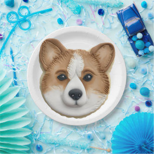 Corgi Hund 3D Inspiriert Pappteller