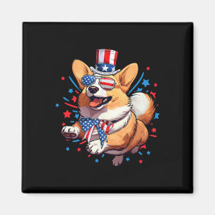 Corgi Hund 4. Juli Amerikanische USA-Flagge Patrio Magnet