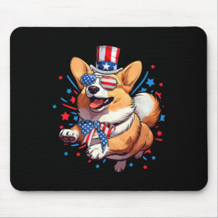 Corgi Hund 4. Juli Amerikanische USA-Flagge Patrio Mousepad
