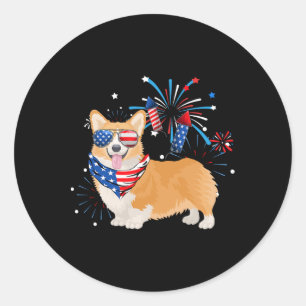 Corgi Hund American USA Flag 4. Juli Männer Frauen Runder Aufkleber