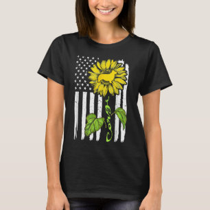 Corgi Hund Amerikanische Flagge und Sonnenblume La T-Shirt