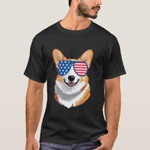 Corgi Hund Amerikanische USA-Flagge Patriotisch 4. T-Shirt