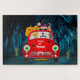 Corgi Hund Autofahren Auto Beängstigend Halloween Puzzle