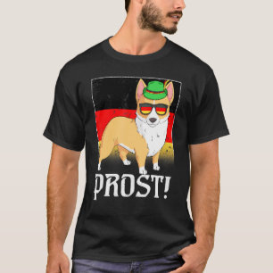Corgi-Hund-Bier-Oktoberfest-Prost-Deutsche-Flagge T-Shirt