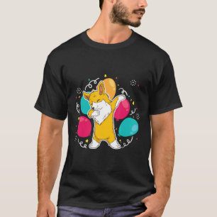 Corgi-Hund dabbt mit Luftballons T-Shirt