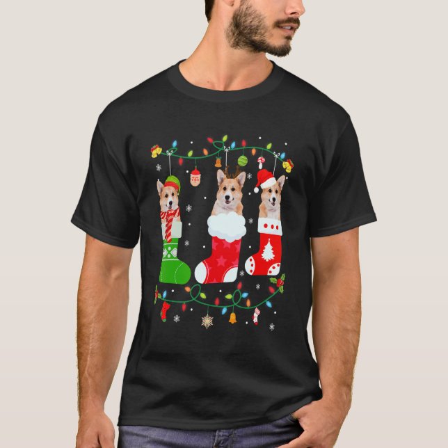 Corgi Hund Drei Weihnachts Socken Pullover Xmas Hu (Vorderseite)