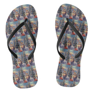 Corgi-Hund fährt Motorrad Weihnachten Flip Flops