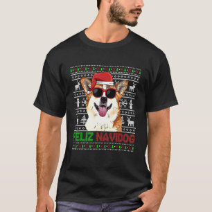 Corgi Hund Feliz Navidog Lustiges Weihnachten T-Shirt