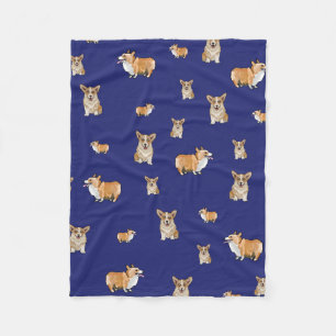 Corgi-Hund-Flanelldecke Navy Blau Fleecedecke