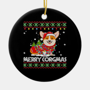Corgi Hund Frohe Corgmas Santa Corgi hässliches We Keramik Ornament