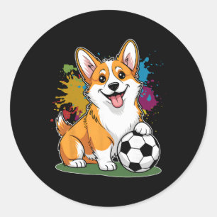 Corgi-Hund Fußball Byll Sportteam Tier Runder Aufkleber