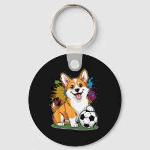 Corgi-Hund Fußball Sportteam Tier  Schlüsselanhänger