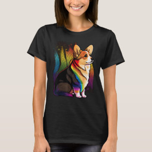Corgi Hund Gay Pride LGBT Regenbogenflagge auf Wel T-Shirt