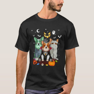 Corgi-Hund-Geist-Hexe-Kürbis-Halloween-Kostüm tun T-Shirt