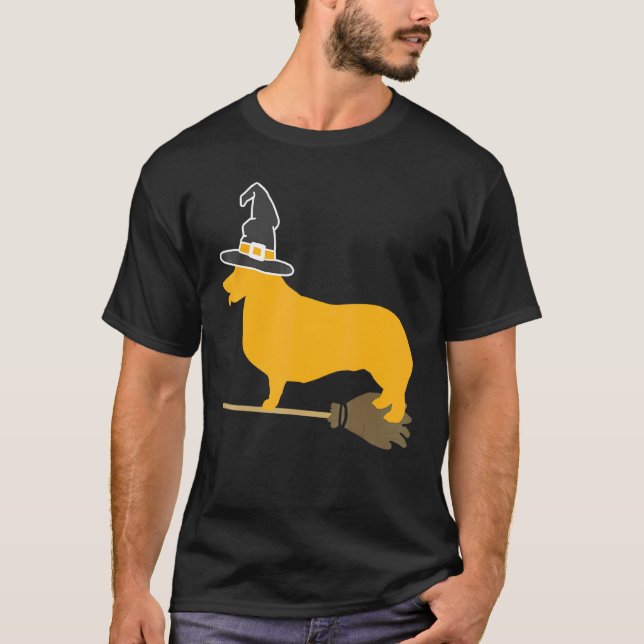 Corgi-Hund Halloween Hexe T-Shirt (Vorderseite)