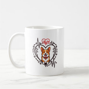 Corgi Hund Herz Herzschlag Ekg Fliege Pfoten Kaffeetasse