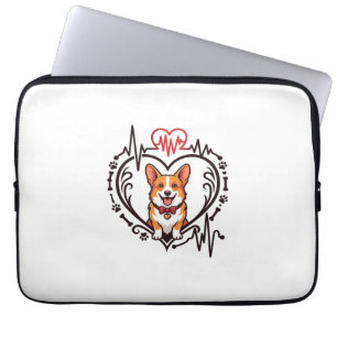 Corgi Hund Herz Herzschlag Ekg Fliege Pfoten Laptopschutzhülle