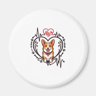 Corgi Hund Herz Herzschlag Ekg Fliege Pfoten Magnet