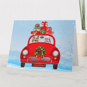 Corgi Hund in Auto mit dem Weihnachtsmann Karte