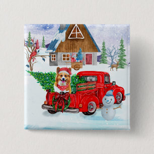 Corgi Hund in der Weihnachtslieferung LKW Schnee Button