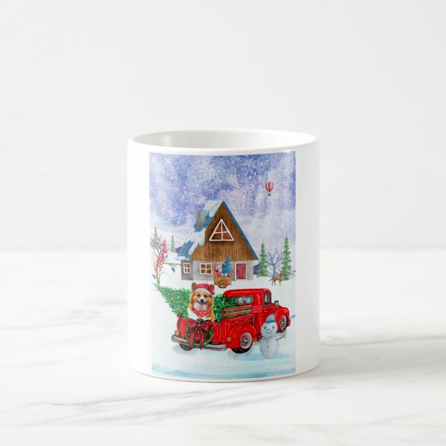 Corgi Hund in der Weihnachtslieferung LKW Schnee Kaffeetasse (Mittel)