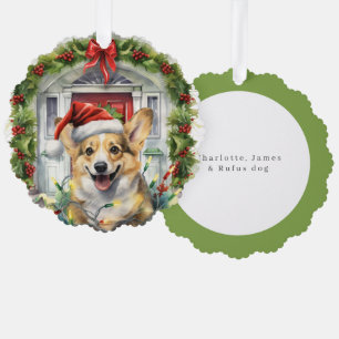 Corgi Hund in der Weihnachtsmannmütze Weihnachten Ornament Karte