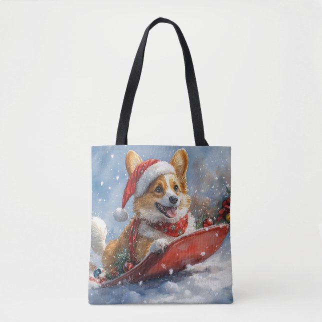 Corgi Hund in Sledge Let it Snow Weihnachten (Vorderseite)