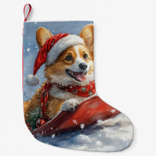 Corgi Hund in Sledge Let it Snow Weihnachten Kleiner Weihnachtsstrumpf