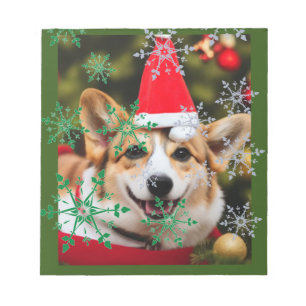 Corgi Hund lächelt Weihnachtsspass Notizblock