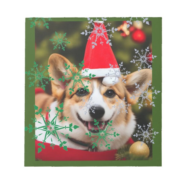 Corgi Hund lächelt Weihnachtsspass Notizblock (Vorderseite)