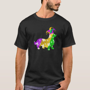 Corgi-Hund Mardi Gras Karneval Lustiger Hundebesit T-Shirt