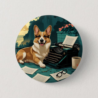 Corgi-Hund mit glänzendem Fell und einer Vintage-S Button