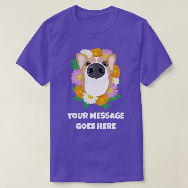 Corgi Hund mit Personalisierten Blume T-Shirt (Design vorne)