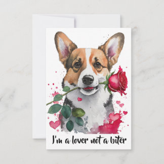 Corgi-Hund mit Rose Note Card Dankeskarte